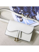 Dior Saddle Palm-Grained Leather Belt Bag White 2019