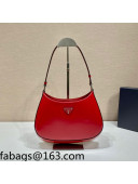 Prada Cleo Brushed Leather Hobo Bag 1BC499 Scarlet Red 2022