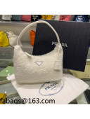 Prada Re-Edition 2000 Shearling Mini Hobo Bag 1NE515 Snow White 2022