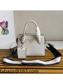 Prada Saffiano Leather Monochrome Top Handle Bag 1BA269 White 2022