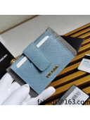Prada Saffiano Leather Card Holder Wallet 1MC038 Blue/Grey 2022 02
