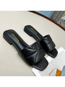 Prada Calf Leather Flat Slide Sandals Brown 2022 032371
