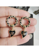 Chanel Heart Short Earrings Black 2022 040201