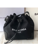 Balenciaga canvas navy cabas marble bucket drawstring bag black 