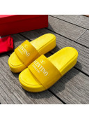 Valentino Signature Lambskin Platform Slide Sandals Yellow 2022 0323133