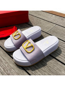Valentino VLogo Lambskin Platform Slide Sandals Purple 2022 0323138