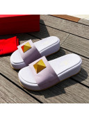 Valentino One Stud Lambskin Platform Slide Sandals Purple 2022 0323116