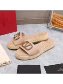 Valentino VLogo Calfskin Slide Sandals Nude 2022 97