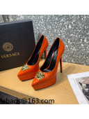 Versace La Medusa Patent Leather Plarform Pumps 14.5cm Orange 2022 