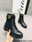 Balmain Calfskin Leather B Buckle Ankle Boots Black 2021 120433