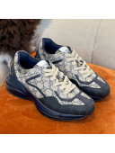 Gucci 100 Rhyton GG Canvas Sneakers Blue/Beige 2022 032676