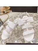 Chanel Quilted Lambskin Flat Sandals with Bow White 2022 032804