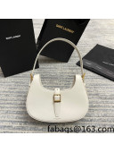 Saint Laurent Le Fermoir Hobo Bag in Shiny Leather 672615 White 2022
