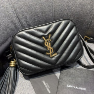 Saint Laurent Lou Tassel Belt Bag in Chevron Leather 534817 Black