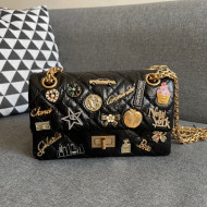 Chanel 2.55 Calfskin Mini Flap Bag with Emblem Charm Black 2021 