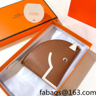 Hermes Leather Horse Coin Purse Wallet Dark Brown 2021 