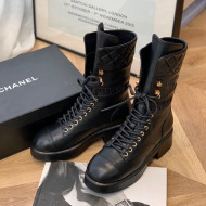 Chanel Lambskin Lace-ups Ankle Boots G37956 Black 2021 