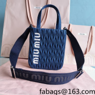 Miu Miu Cire Handbag in Matelasse Denim 5BA220 Blue 2022