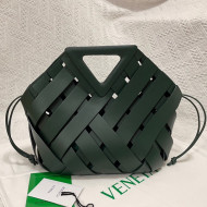 Bottega Veneta Medium Point Bag in Woven Calfskin Raintree Green 2021