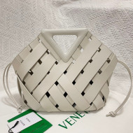 Bottega Veneta Medium Point Bag in Woven Calfskin White 2021