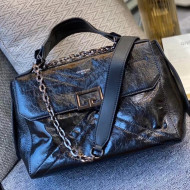 Givenchy ID Top Handle Bag in Shiny Crumple Calfskin All Black 2021