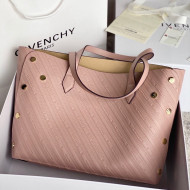 Givenchy Bond Tote Bag in Logo Embossed Calfskin Pink 2021