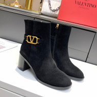 Valentino VLogo Suede Ankle Boots 6.5cm Black 2021 09