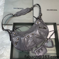 Balenciaga Le Cagole Lambskin Small Shoulder Bag Dark Grey/Aged Silver 2021