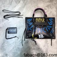 Balenciaga Graffiti Calfskin Small Tote bag 26cm Black/Blue 2022