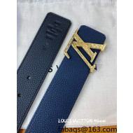 Louis Vuitton Calf Leather Belt 4cm with LV Buckle Black/Blue/Gold 2022 031140