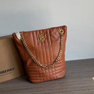Burberry Small Quilted Lambskin Lola Bucket Bag Maple Brown 2022 804623