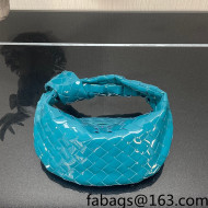 Bottega Veneta Mini Jodie Hobo Bag in Patent Leather Sky Blue 2022 651876 