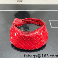 Bottega Veneta Mini Jodie Hobo Bag in Patent Leather Chili Red 2022 651876 