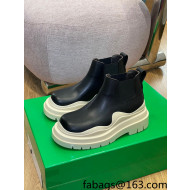 Bottega Veneta Tire Calfskin Chelsea Ankle Boots Black/White 2022 14