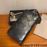 Bottega Veneta Maxi Woven Long Zipped Wallet Black 2022
