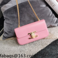 Celine Chain Shoulder Bag in Shiny Calfskin 197993 Flamingo Pink 2022
