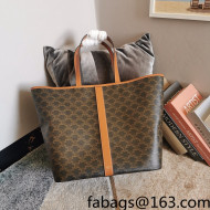 Celine Tote Bag in Triomphe Canvas and Calfskin Brown 2022 191112