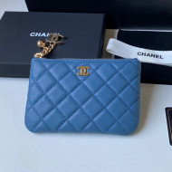 Chanel Grained Leather Mini Pouch with Charm A50168 Royal Blue 2021