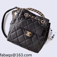 Chanel Duma Grained Calfskin Pocket Bucket Bag AS2808 Black 2021