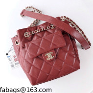 Chanel Duma Grained Calfskin Pocket Bucket Bag AS2808 Red 2021