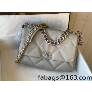 Chanel 19 Goatskin Large Flap Bag AS1161 Light Gray/Silver 2021 39