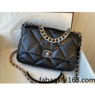 Chanel 19 Lambskin Large 30cm Flap Bag AS1161 Black/Silver 2021 TOP