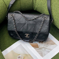 Chanel Wax Calfskin Vintage Flap Bag Black 2021 62