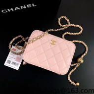 Chanel Lambskin Chain Small Square Camera Bag with Metal Ball AP2463 Pink 2021 