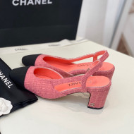 Chanel Knit Slingback Pumps 6.5cm G31318 Pink 2022 22