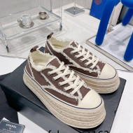 Chanel Canvas Platform Sneakers 5cm Brown 2022 030468