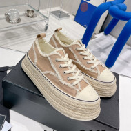 Chanel Canvas Platform Sneakers 5cm Beige 2022 030462