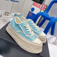 Chanel Canvas Platform Sneakers 5cm Blue 2022 030464