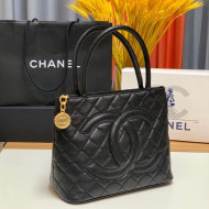 Chanel Vintage Grained Calfskin Large Top Handle Bag AS0814 Black 2022