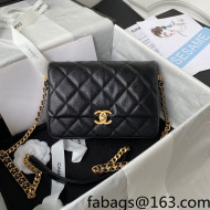 Chanel Grained Calfskin Flap Bag with Double Chain Black 2022